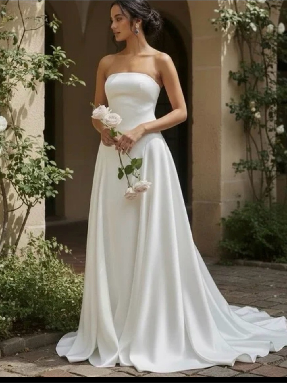 NWT Reformation Elena Satin Dress Ivory 8 Strapless Wedding Gown